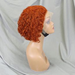 350 Ginger Orange Water Wave Human Hair Wigs 13x4 Lace Frontal Deep Wave Lace Wigs 200% Density Short Curly Bob Wig for Women