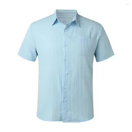 Men's Casual Shirts Loose Shirt Summer Button-down With Chest Pocket Striped Design Breathable Fabric Office For Business