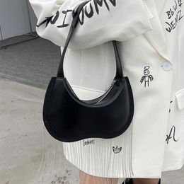 Shoulder Bags Half Moon Underarm For Women Luxury Designer Handbags And Purses 2024 In Fashion Simple Tassel Decorate Zipper