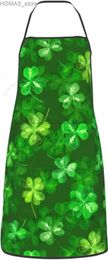 Aprons Four Leaf Clover For Saint Patrick Day Aprons Women Kitchen Chef Cooking Baking Bib Apron Men for Valentines Day Gifts Y240401