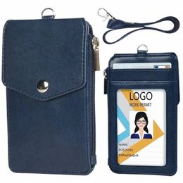 women Men Credit Card Holder Wallet with Neck Strap Lanyard Multi Slot Student Staff Work ID Card Bus Card Organiser Purse V8l0#