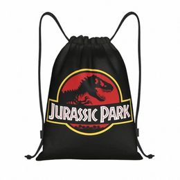jurassic Park Drawstring Bags Men Women Portable Gym Sports Sackpack Sci Fi Dinosaur Training Backpacks o0bk#