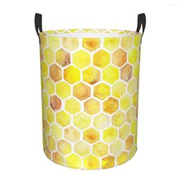 Laundry Bags Dirty Basket Watercolour Honeycombs Folding Clothing Storage Bucket Toy Home Waterproof Organiser