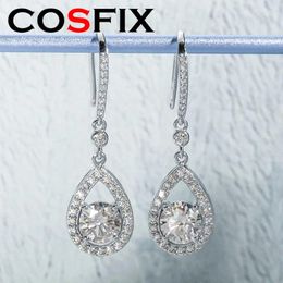 Stud Earrings COSFIX Certified 1ct Moissanite Drop Earring For Women Sparkling Diamond Luxury Quality Jewelry S925 Sterling Silver GRA