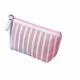 new Hot Make Up Pouch Travel Striped Printed Cosmetic Bag Toiletry Organizer Purse Travel Portable Storage Bag Handheld S2w7#