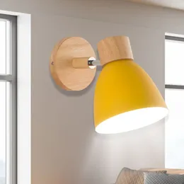 Wall Lamp Wooden Nordic With Switch Modern Sconce Living Room Bedroom Aisle Fixtures E27 LED Home Lighting