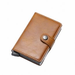semorid Credit Card Holder Holder Slim Leather Wallet Pop Up Wallet RFID Blocking Metal Double Card Case for Men and Women u6pe#