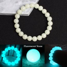 Luminous Stone Bracelets Fluorescent Night Blue Light Bead Bracelet Glow In The Dark Jewellery Glowing Stone Bangle Pulsera Gifts