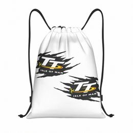 custom Isle Of Man TT Motorcycle Drawstring Bag for Shop Yoga Backpacks Women Men Racing Sports Gym Sackpack 80CI#