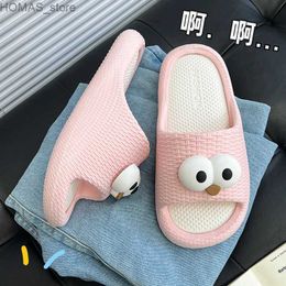 home shoes Hot Sale 2024 Women Cartoon EVA Slippers Summer Men Indoor Sandals Big Eyes Cartoon Slides Couple Cute Breathable Home Flip Flop Y240401