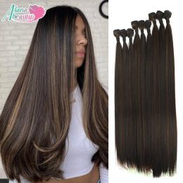 Weave Weave Synthetic Bone Straight Hair Bundles Fake Fibres Hair Super Long Synthetic Yaki Straight Hair Weaving Full to End