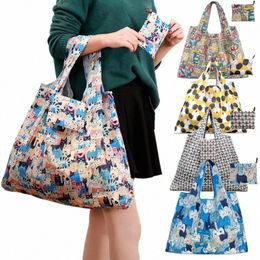 58x68cm Foldable Recycle Shop Bags Reusable Carto Floral Vegetable Tote Bag High Quality Striped Ship Bags Hot Sale m3KR#