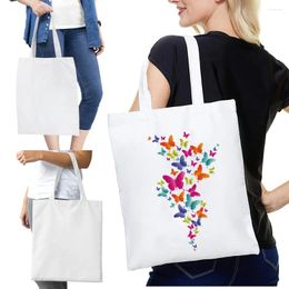 Shopping Bags Women's Shopper Printed Butterfly Pattern Female Canvas Tote Shoulder Eco Handbag Reusable Grocery Foldable Bag