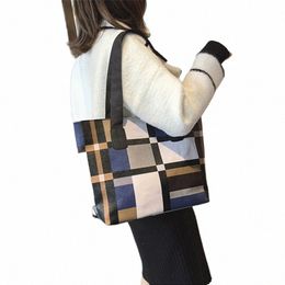women Fi Large Capacity Handbag Casual Retro PU Leather Strip Shoulder Bag Shop Totes Bags Solid Color Crossbody Bag U8o1#