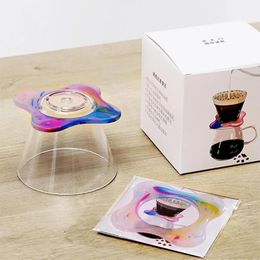 Resin Rainbow Portable Coffee Maker Pour Over Coffee Maker Coffee Dripper Brewer Glass Coffee Pot Decanter Home Coffee Filter 240328