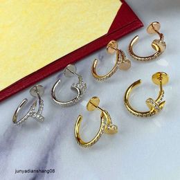 Stud New Designer Classic Sterling Silver Nail Earrings Womens Temperament Light Luxury Fashion Brand Party Premium Jewellery Earrings Designer for Women