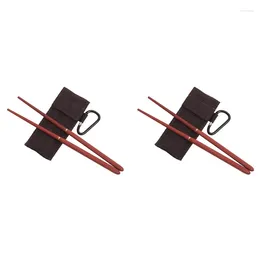 Chopsticks 2 Pair Lightweight Wood Folding For Camping Picnic Foldable Retractable Tableware