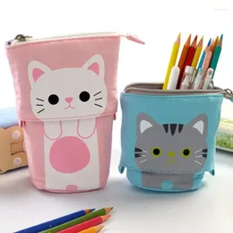 Storage Bags Creative Pen Pencil Wrap Cute Cartoon Panda Sheep Canvas Folding Stand Stationery Organiser Kids Gift Home Deco