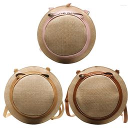 School Bags Kf-Fashion Round Straw Women Holiday Backpack Bohemian Rattan Crossbody Handmade Woven Beach Circular Cap