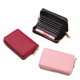 pu Leather Men Women Card Holder Small Zipper Wallet Solid Coin Purse Accordi Design rfid ID Busin Credit Card Bags 64Tw#