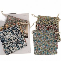 retro Style Floral Storage Drawstring Bag Women Finishing Storage Pouch Cute Makeup Bag Christmas Gift Candy Jewellery Organiser 47hn#