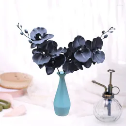 Decorative Flowers Artificial Flower Black Butterfly Orchid Silk Phalaenopsis Garden Potted Fake Plants Wedding Christams Home Decor