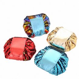 luxury Makeup Storage Bag Sequin Women Drawstring Round Cosmetic Bag Organizer Portable Travel Make Up Case Pouch Toiletry Bag H0ef#