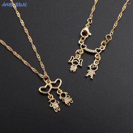 Chains MHS.SUN Fashion Cubic Zirconia Girls Boy Pendants Chain Necklace Gold Plated Women Choker For Mother's Jewellery