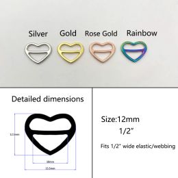 200Pcs/Lot Bra Rings And Sliders Heart Shape Lingerie Strap Adjusters Swimwear Accessory Metal Sewing Notions