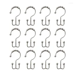 Shower Curtains 12Pieces Curtain Hooks Decorative Drape Hangers Bathing Liners Clip Rings