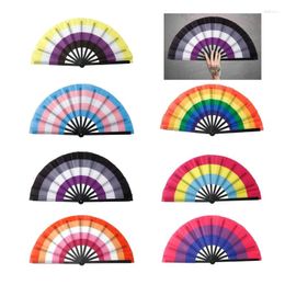 Decorative Figurines Folding Hand Fans Rainbows Fan Dance Decoration Summer Perfect Props For Music Festivals & Parties B03E