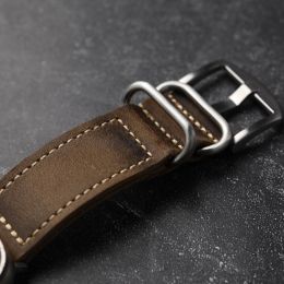 Vintage Crazy Horse Brown Watch Strap 20MM 22MM 24MM Soft and Thick Head Layer Cowhide Watchband