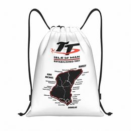 custom Isle Of Man TT Drawstring Bags Women Men Lightweight Racing Sports Gym Storage Backpack e0gh#