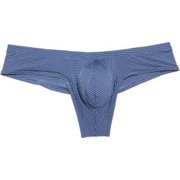 Men Stripe Boxer Briefs Thin Ice Silk Bikini Underwear Male Cuecas Boxershorts Mini Enhance Pouch Boxers
