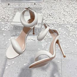 Round Flat Toe High Heel Sandals with Exposed Toes, Genuine Leather, Minimalist Back Zipper, Sexy Slim Heels, Roman Formal Dress, Women's Shoes