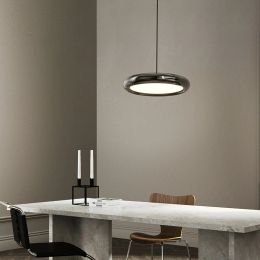 Black Chrome LED Pendant Light Minimalist For Dinning Living Room Restaurant Hotel Table Bar Counter Home Creative Design Lustre