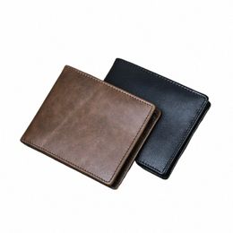 contact's Genuine Leather Slim Wallets for Men Magnetic Buckle Card Holders Mey Clips Brand Luxury Designer Mini Men Wallets g5bE#