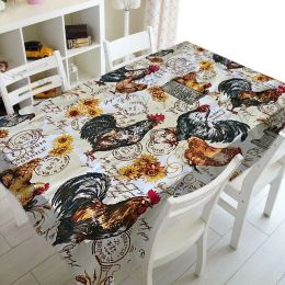 Rustic Farm Rooster Print Kitchen Rectangle Tablecloth Home Living Room Coffee Tablecloth Holiday Party Wedding Accessories