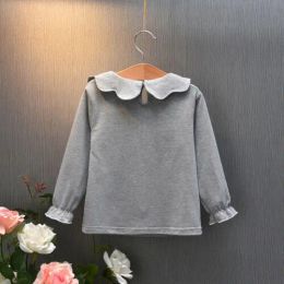Toddler Kid Baby Girl Collar T shirt Tops Bowknot Long Sleeve Bottoming Tee Blouse Casual Clothes