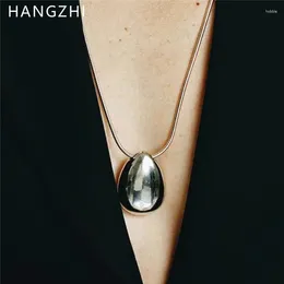Choker HANGZHI Gold Colour Water Drop Necklace Black Leather Rope Sweater Neckchain Fashion Vintage Pendant Jewellery For Women