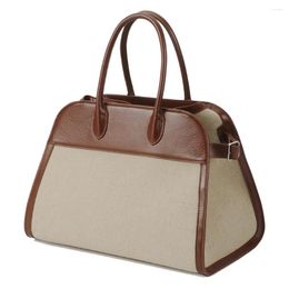 Totes Cowhide Patchwork Canvas Luxury Designer Handbag Casual Commuter Satchel Purse For Women Work Travel Shopping