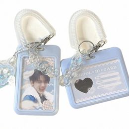 cute Kpop Photocard Holder Album Photo Card Holder Girls Bus Card ID Holder Student Pendant Keychain Card Storage Sleeve n3EP#