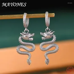 Dangle Earrings S925 Sterling Silver Drop For Women Men Fashion Relief Little Dragon Ear-drop Punk Jewelry