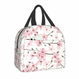 japanese Cherry Blossom Insulated Lunch Bag for Women Floral Fr Resuable Cooler Thermal Food Lunch Box Work School Travel y0mo#