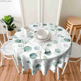 Table Cloth Spring Round Tablecloth 60 Inch Eucalyptus Branches Leaf Print Sage Green Watercolour Floral Plant Decorative Table Cloth Y240401