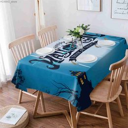 Table Cloth Halloween Full Moon Castle Bat Rectangle Tablecloth Kitchen Table Decor Reusable Waterproof TableCloth Holiday Party Decorations Y240401