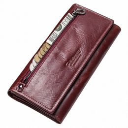 ctact's Genuine Leather Women Lg Purse Female Clutches Mey Wallets Brand Design Handbag for Cell Phe Card Holder Wallet 769E#