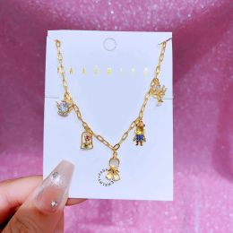 MIGGA Mix Design Fairy Tales Girl Pendant Necklace Gold Colour Plated Women Chain Jewellery