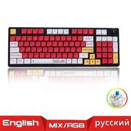 EVA-02 Russian Mechanical Keyboard LED Backlight Translucent 96 Key Wired USB Gamer Red Keyboard For Desktop Computer PC Laptop
