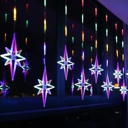 Polaris LED EU Plug Light Outdoor Waterproof Fairy Garland Curtain Christmas Party String Lamp Garden Window Patio Decoration